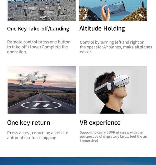 Planet Gates KBDFA 2023 New E88 Pro WIFI FPV Drone Wide Angle HD 4K 1080P Camera Height Hold RC Foldable Quadcopter Dron Helicopter Toys Gift