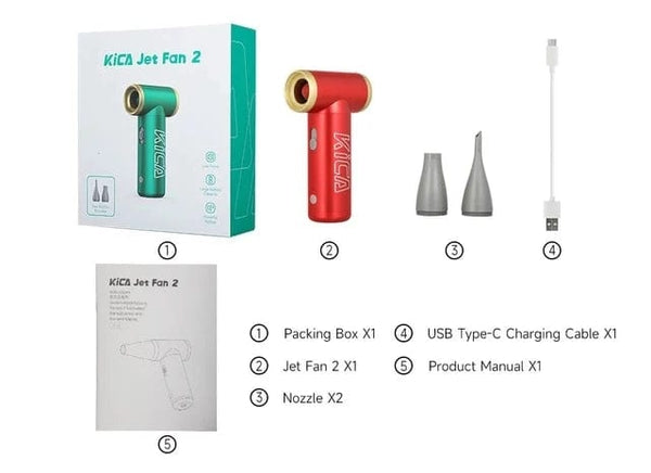Planet Gates KC2RE KICA Jetfan 2 Compresse Air Duster Electric Air Dust Blower KICA Jet Fan 2 Portable Cordless Computer Keyboard Cleaner 100000RPM