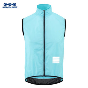 Planet Gates KEM-WV-BLUE / M KEMALOCE Cycling Vest Black&Yellow Mens Cycling Gilets Lightweight Windproof Reflective Bike Sports Sleevess Jackets
