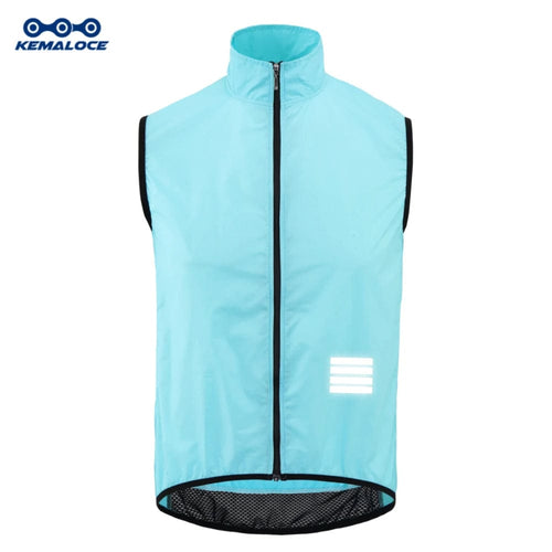 Planet Gates KEM-WV-BLUE / M KEMALOCE Cycling Vest Black&Yellow Mens Cycling Gilets Lightweight Windproof Reflective Bike Sports Sleevess Jackets
