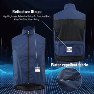 Planet Gates KEMALOCE Cycling Vest Black&Yellow Mens Cycling Gilets Lightweight Windproof Reflective Bike Sports Sleevess Jackets