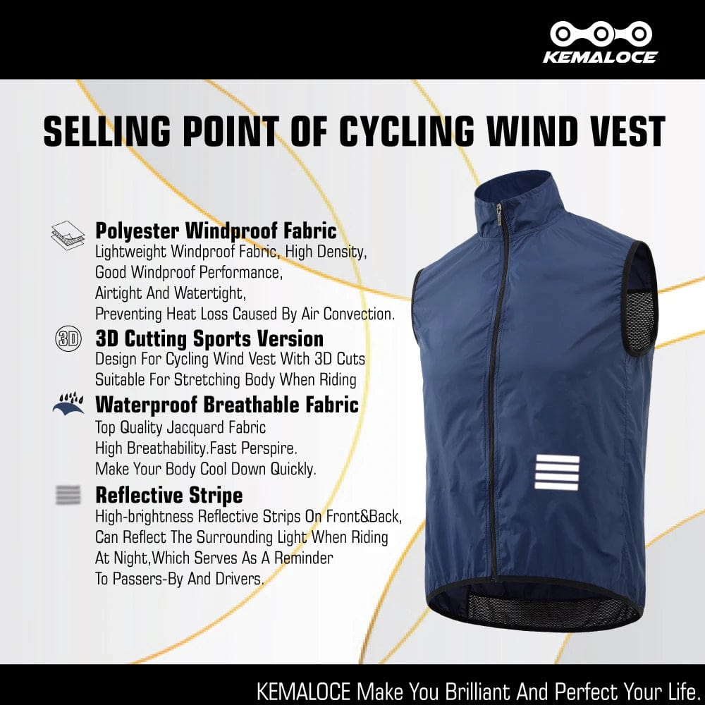 Planet Gates KEMALOCE Cycling Vest Black&Yellow Mens Cycling Gilets Lightweight Windproof Reflective Bike Sports Sleevess Jackets