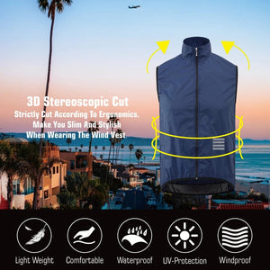 Planet Gates KEMALOCE Cycling Vest Black&Yellow Mens Cycling Gilets Lightweight Windproof Reflective Bike Sports Sleevess Jackets