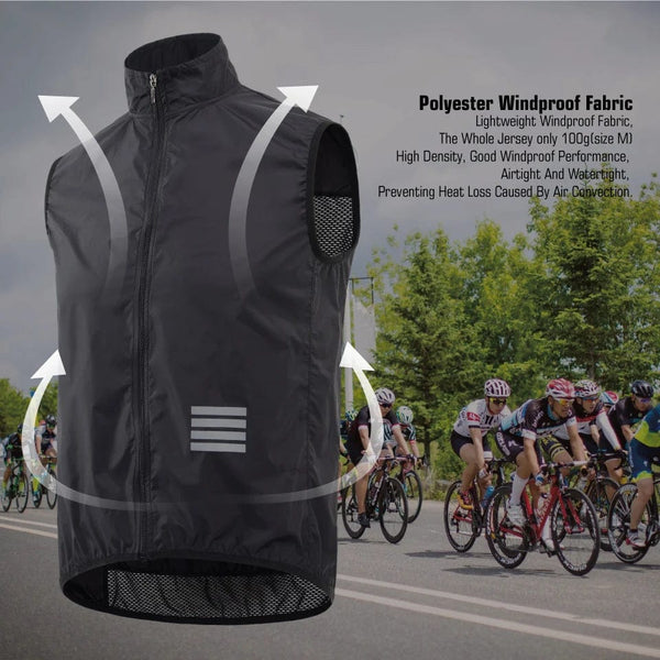 Planet Gates KEMALOCE Cycling Vest Wind Navy Blue Men 2023 Sleeveless Bicycle Gilet Black Lightweight Outdoor Windproof MTB Sports Wind Vest