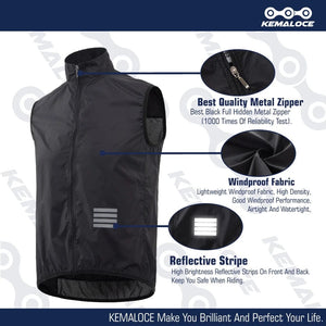 Planet Gates KEMALOCE Cycling Vest Wind Navy Blue Men 2023 Sleeveless Bicycle Gilet Black Lightweight Outdoor Windproof MTB Sports Wind Vest