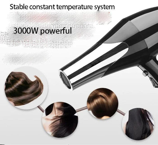 Planet Gates Kemei 3000 Watt Full Size Pro Hair Dryer Professional Salon Blow Dryer with Concentrator Nozzle Attachments 3 Speeds fast Dry