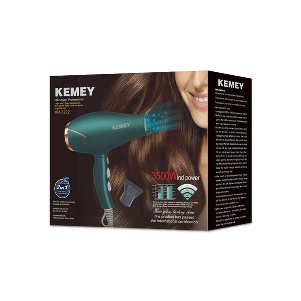 Planet Gates Kemei 3500W Hot and Cold Wind Hair Dryer Foldable Compact Blow Dryer Hairdryer Hair Styling Tools for Salons and Household Use