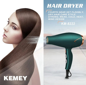 Planet Gates Kemei 3500W Hot and Cold Wind Hair Dryer Foldable Compact Blow Dryer Hairdryer Hair Styling Tools for Salons and Household Use
