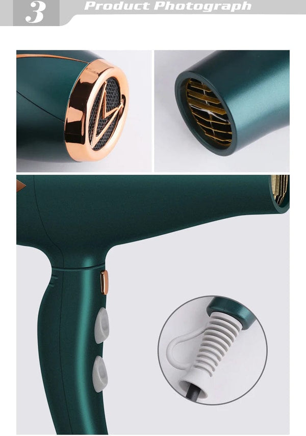 Planet Gates Kemei 3500W Hot and Cold Wind Hair Dryer Foldable Compact Blow Dryer Hairdryer Hair Styling Tools for Salons and Household Use