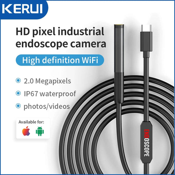 Planet Gates KERUI 2MP Single/Dual Lens Endoscope Android Mini Inspection Camera for Iphone Waterproof Pipeline Borescope Type C IOS