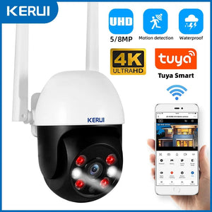 Planet Gates KERUI 5MP 8MP 4K PTZ WiFi IP Wireless Camera Tuya Smart Outdoor Home Security Dual Lens 10MP 5K Camera CCTV Video Surveillance