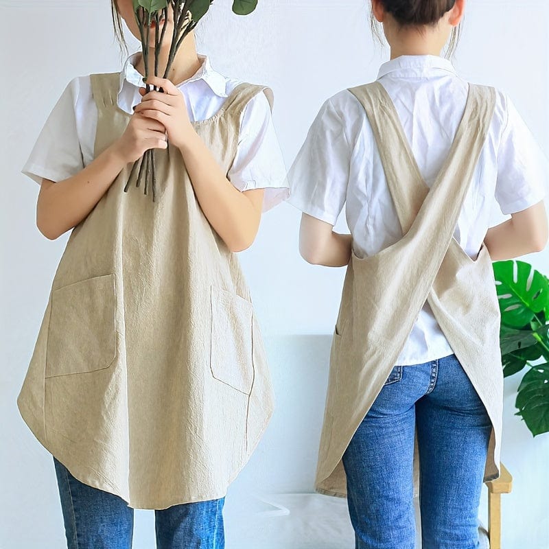 Planet Gates 1pc, Apron, Korean Style Simple Retro Pastoral Apron, Double Shoulder Free Lace-up Women's Apron, Household Comfort Cover Up, Kitchen Supplies