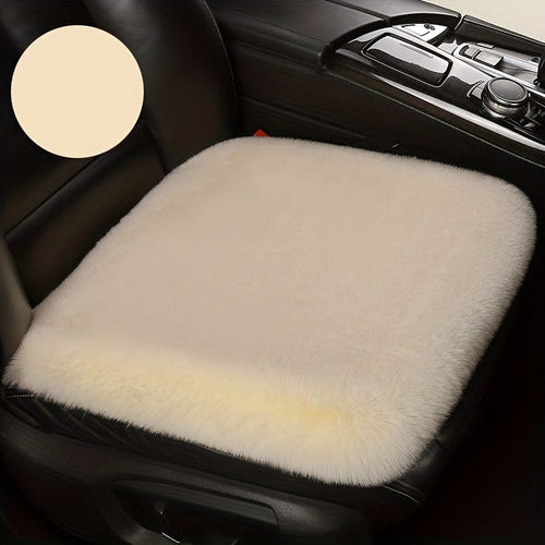 Planet Gates Khaki 1pc Car Seat Cushion Winter Plush Winter Warmth Thick Wool Square Cushion, Soft Wool Faux Rabbit Fur Auto Seat Covers