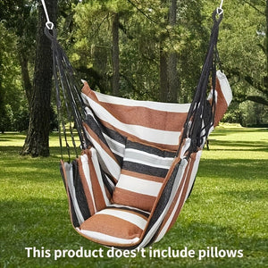 Planet Gates Khaki 1pc Outdoor Hammock Chair, Canvas Leisure Swing Hanging Chair, Without Pillow And Cushion, Indoor Outdoor Hammock, Garden Leisure Furniture Hammocks, OPP Sealed Bag