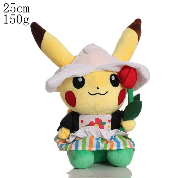 Planet Gates Khaki 20cm Pikachu Pokemon Plush Doll Charmander Bulbasaur Squirtle Psyduck Eevee Plush Soft Stuffed Animals Peluche Plushie Toy Gifts