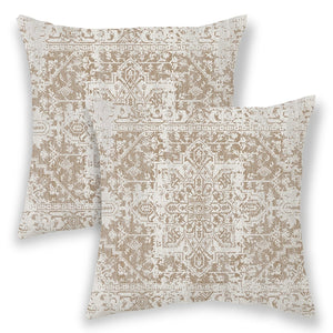 Planet Gates Khaki 2pcs Boho Blue Throw Pillow Cover, Bohemia Ethnic Style Carpet Pattern Cushion Case For Sofa Couch, Home Decor, 45.72x45.72 Cm