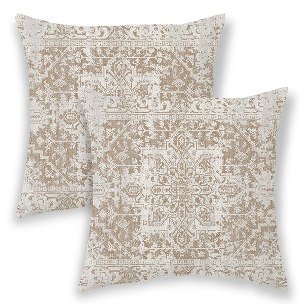 Planet Gates Khaki 2pcs Boho Blue Throw Pillow Cover, Bohemia Ethnic Style Carpet Pattern Cushion Case For Sofa Couch, Home Decor, 45.72x45.72 Cm