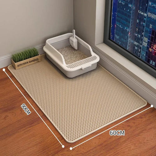 Planet Gates Khaki 90X60CM Cat Litter Mat Cat accessories Double-layer Non-slip big Pet Litter Box Filter MatWear Resistant Cat Litter Mat free shipping