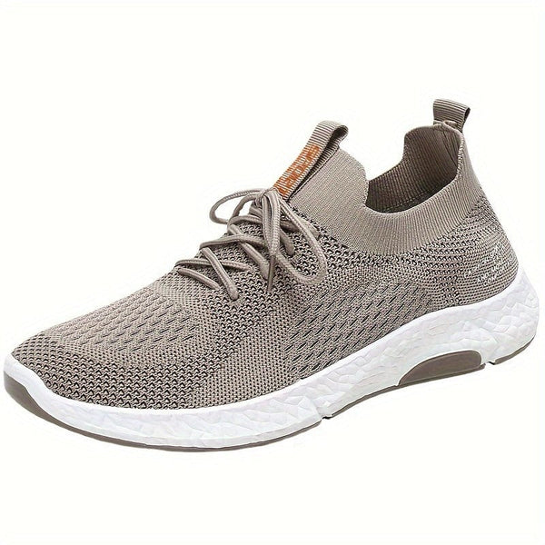 Planet Gates Khaki / CN39(EU39) Men's Slip-on Sneakers With Shoelaces - Odor-resistant Athletic Shoes - Lightweight And Breathable
