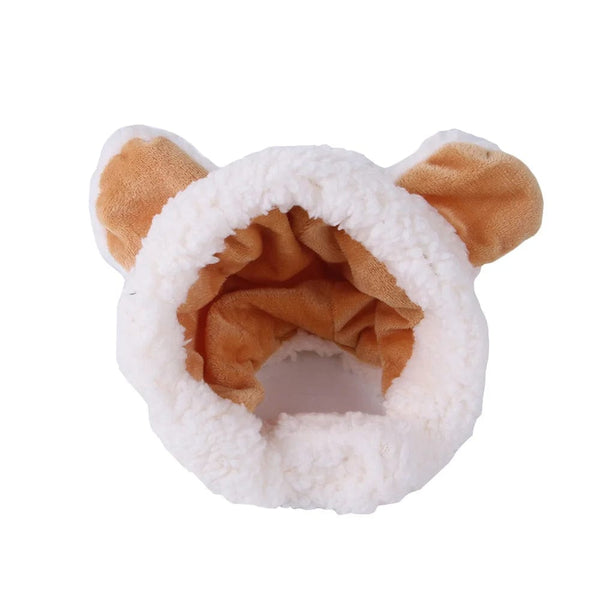 Planet Gates khaki Funny Panda Hat for Pet, Warm Cap, New Year Party, Christmas Cosplay Accessories, Photo Props, Headwear for Dog and Cat,New Year