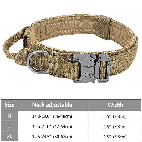 Planet Gates Khaki / L Tactical Police Dog Collar Military Adjustable Duarable Nylon German Shepard For Medium Large Walking Training Pet Accessories