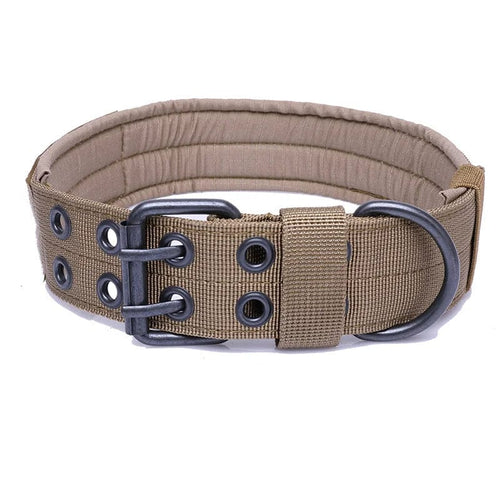 Planet Gates Khaki / M-57cm Adjustable Dog Collar Classic Reflective Training Military Dog Collar Nylon Heavy Duty Tactical Dog Collar German Shepherd