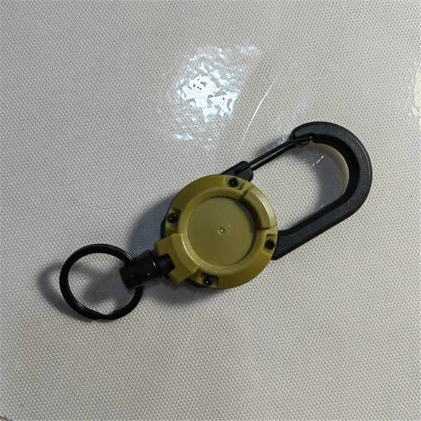 Planet Gates Khaki New Outdoor Automatic Retractable Wire Rope Luya Anti-theft Tactical Keychain Telescopic Keychain Retractable Hook Tool