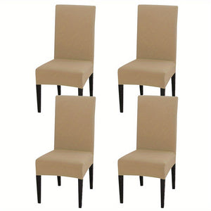 Planet Gates Khaki / Set  Of  4 4pcs Set/6pcs Set Milk Silk Elastic Home Kitchen Dining Chair Slipcover, Chair Cover, Furniture Protector For Wedding Office Living Room Hotel Home Decor