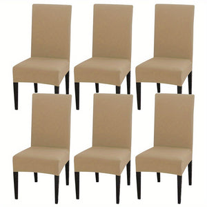 Planet Gates Khaki / Set  Of  6 4pcs Set/6pcs Set Milk Silk Elastic Home Kitchen Dining Chair Slipcover, Chair Cover, Furniture Protector For Wedding Office Living Room Hotel Home Decor
