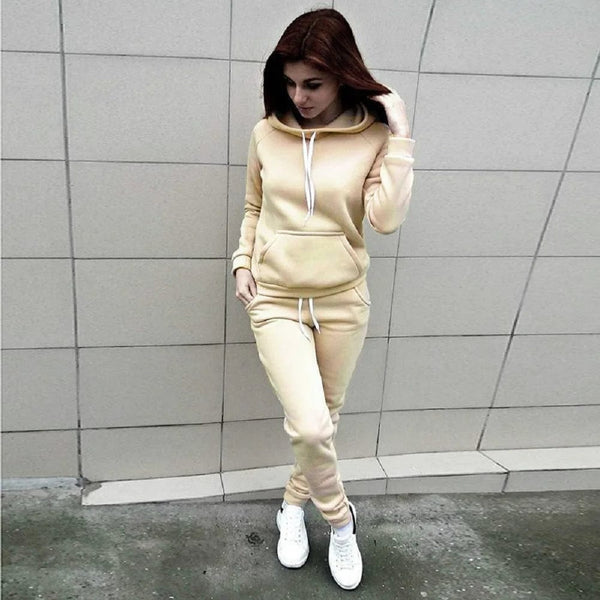 Planet Gates Khaki / XL Pants Sets Women Tracksuit Sweatshirt Sweater Winter Autumn Lounge Wear Sport Suit  Matching 2 Pcs Sets