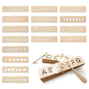 Planet Gates Kid's Wooden Educational Toys Montessori Pen Control Boards Learning Word Spelling Letter Number Groove Cognition Writing Board