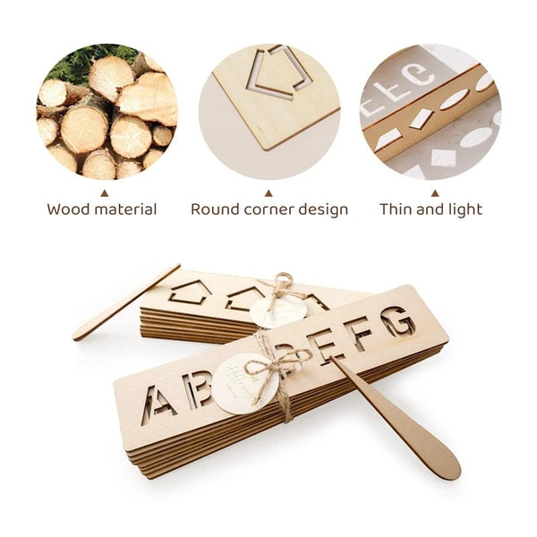 Planet Gates Kid's Wooden Educational Toys Montessori Pen Control Boards Learning Word Spelling Letter Number Groove Cognition Writing Board