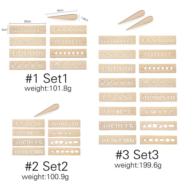 Planet Gates Kid's Wooden Educational Toys Montessori Pen Control Boards Learning Word Spelling Letter Number Groove Cognition Writing Board