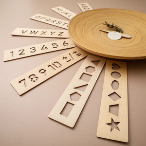 Planet Gates Kid's Wooden Educational Toys Montessori Pen Control Boards Learning Word Spelling Letter Number Groove Cognition Writing Board