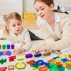 Planet Gates Kids Colorful Transparent Letters Numbers Set Sensory Light Table Toy Counting Spelling Montessori Educational Mathematical Toy