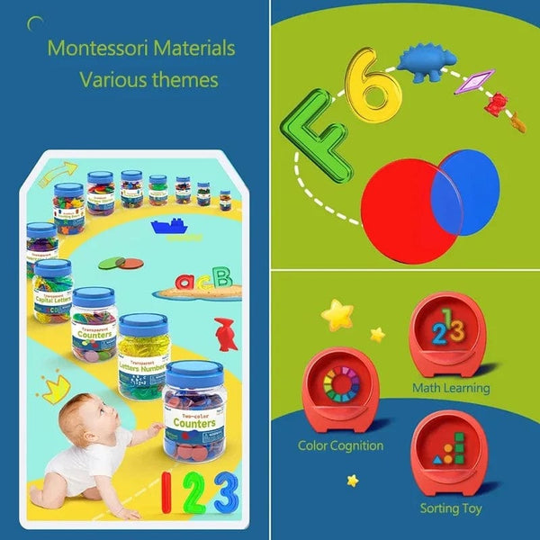 Planet Gates Kids Colorful Transparent Letters Numbers Set Sensory Light Table Toy Counting Spelling Montessori Educational Mathematical Toy