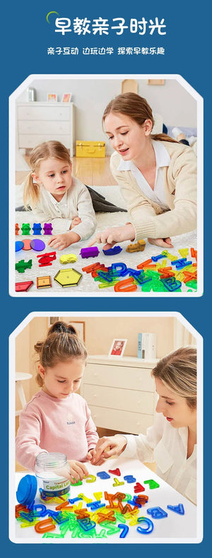 Planet Gates Kids Colorful Transparent Letters Numbers Set Sensory Light Table Toy Counting Spelling Montessori Educational Mathematical Toy