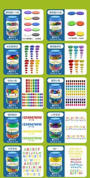 Planet Gates Kids Colorful Transparent Letters Numbers Set Sensory Light Table Toy Counting Spelling Montessori Educational Mathematical Toy