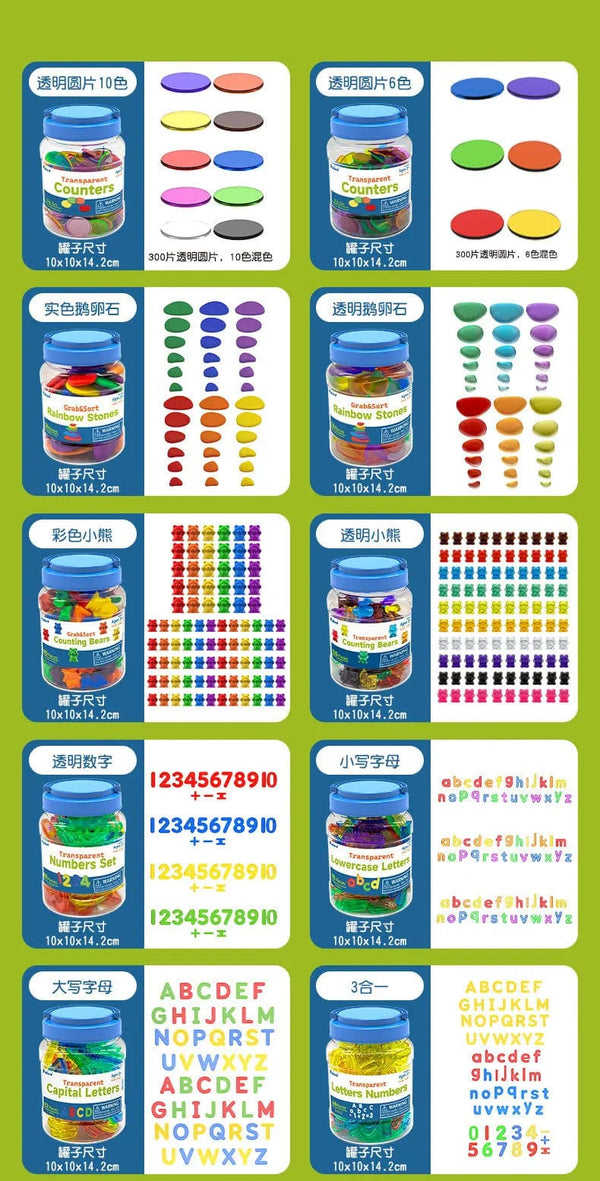 Planet Gates Kids Colorful Transparent Letters Numbers Set Sensory Light Table Toy Counting Spelling Montessori Educational Mathematical Toy