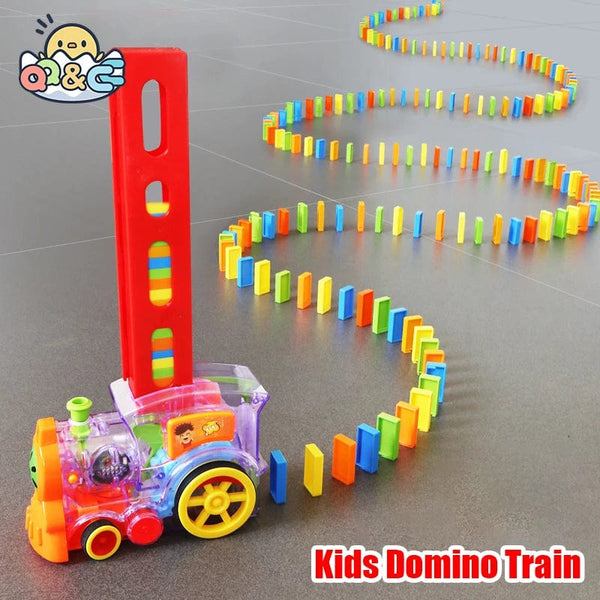 Planet Gates Kids Domino Train Car Set Sound Light Automatic Laying Domino Brick Colorful Dominoes Blocks Game Educational DIY Toys Gifts