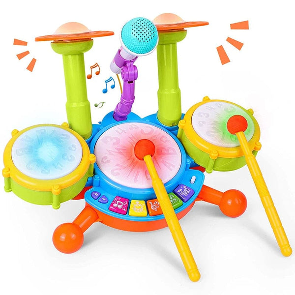 Planet Gates Kids Drum Set Toddlers 1-3 Musical Baby Educational Instruments Toys for Toddlers Girl Microphone Learning Activities Gifts