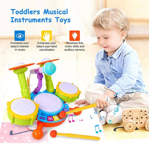 Planet Gates Kids Drum Set Toddlers 1-3 Musical Baby Educational Instruments Toys for Toddlers Girl Microphone Learning Activities Gifts