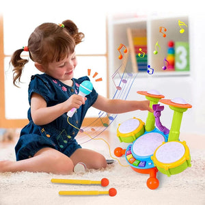 Planet Gates Kids Drum Set Toddlers 1-3 Musical Baby Educational Instruments Toys for Toddlers Girl Microphone Learning Activities Gifts