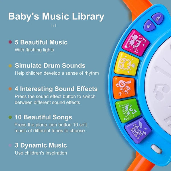 Planet Gates Kids Drum Set Toddlers 1-3 Musical Baby Educational Instruments Toys for Toddlers Girl Microphone Learning Activities Gifts