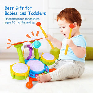 Planet Gates Kids Drum Set Toddlers 1-3 Musical Baby Educational Instruments Toys for Toddlers Girl Microphone Learning Activities Gifts