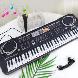 Planet Gates Kids Electronic Piano Keyboard Portable 61 Keys Organ with Microphone Education Toys Musical Instrument Gift for Child Beginner