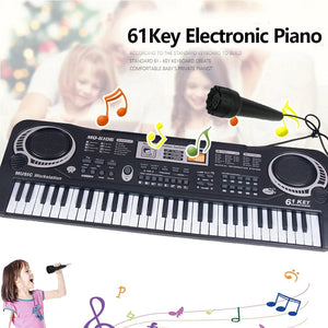 Planet Gates Kids Electronic Piano Keyboard Portable 61 Keys Organ with Microphone Education Toys Musical Instrument Gift for Child Beginner