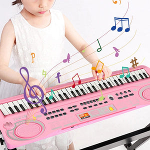 Planet Gates Kids Electronic Piano Keyboard Portable 61 Keys Organ with Microphone Education Toys Musical Instrument Gift for Child Beginner