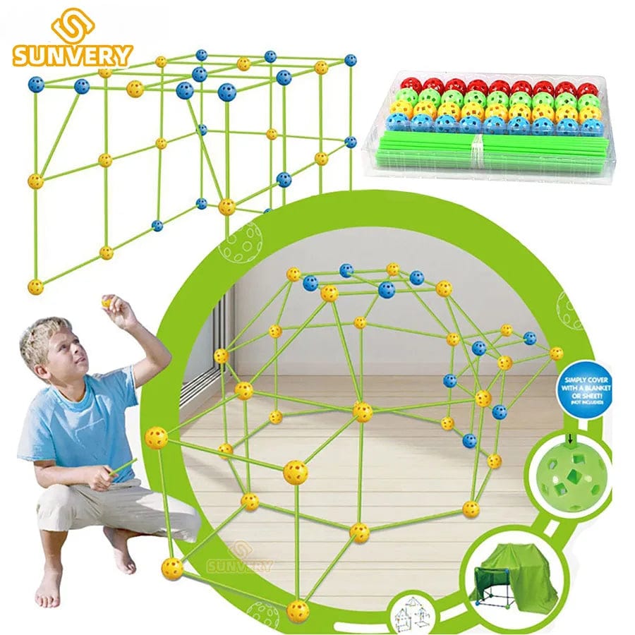 Planet Gates Kids forts building kit Construction Fortress Child Game Tents Fort Build Kid DIY 3D Assemble Tent Toy Gift for Kids