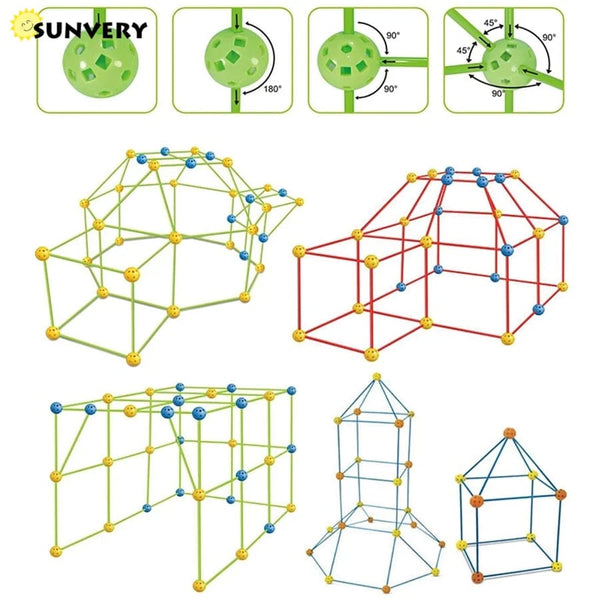 Planet Gates Kids forts building kit Construction Fortress Child Game Tents Fort Build Kid DIY 3D Assemble Tent Toy Gift for Kids